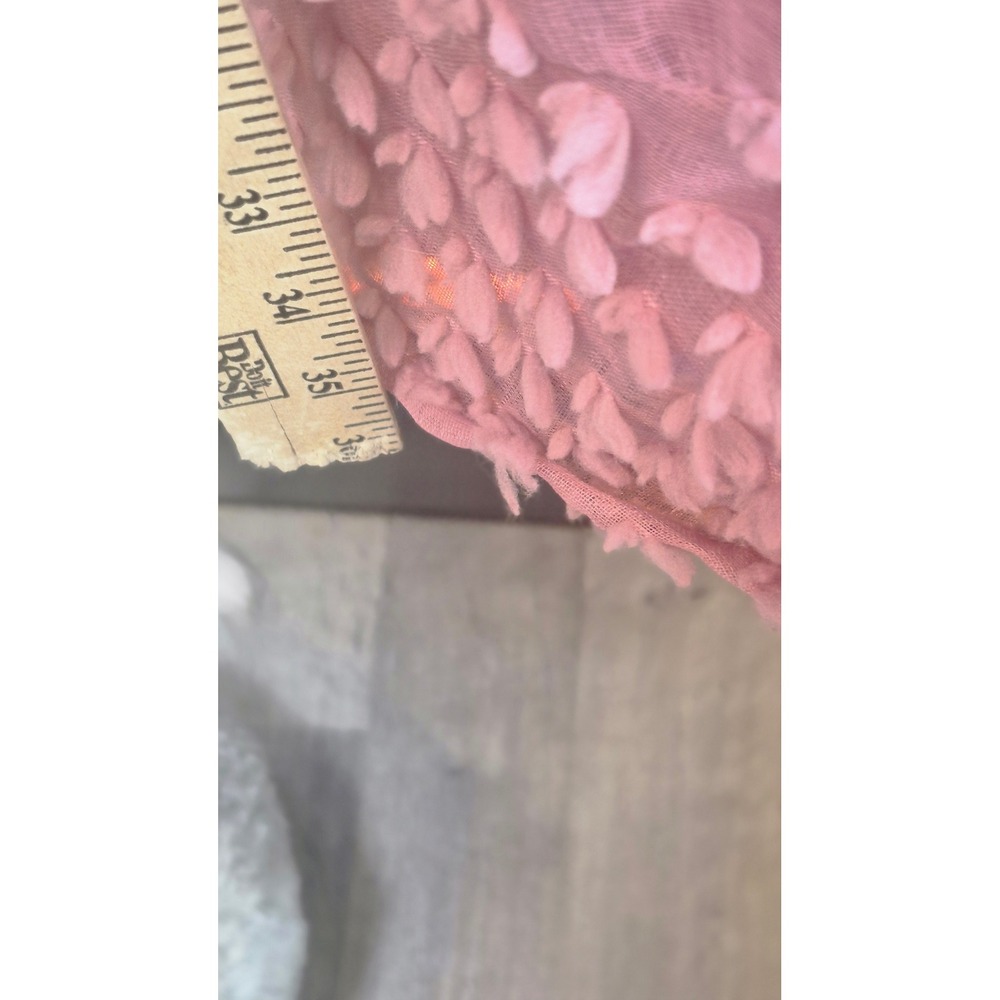 &merci Pink Textured Floral Wrap Dress Ruffle Hem V-Neck Romantic Garden Party L - Picture 8 of 13